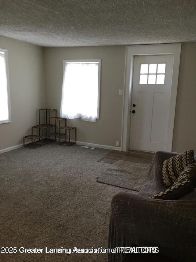 4615 Hughes Rd, Lansing, MI 48910 - carpeted foyer with a textured ceiling and baseboards