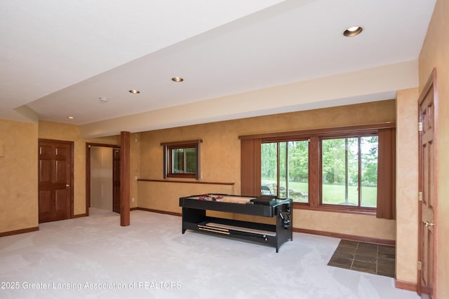 1120 Nautical Dr, Okemos, MI 48864 - playroom with carpet floors, baseboards, and recessed lighting