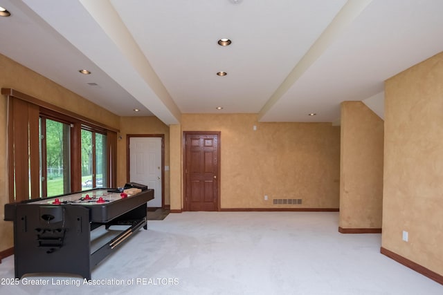 1120 Nautical Dr, Okemos, MI 48864 - playroom featuring light colored carpet, baseboards, and recessed lighting