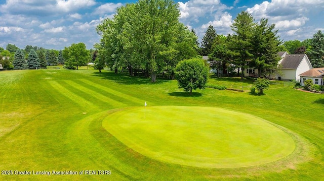 5871 Green Rd, Haslett, MI 48840 - view of community with a putting green, golf course view, a lawn, and view of scattered trees