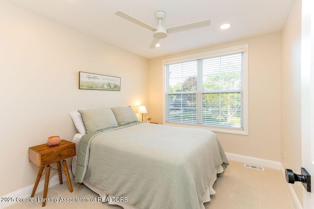 5871 Green Rd, Haslett, MI 48840 - carpeted bedroom with recessed lighting and a ceiling fan
