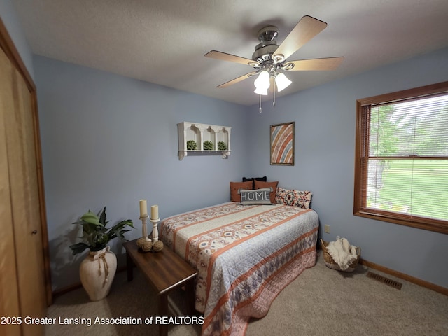 2380 S Waverly Rd, Eaton Rapids, MI 48827 - bedroom featuring carpet floors, a closet, baseboards, and ceiling fan