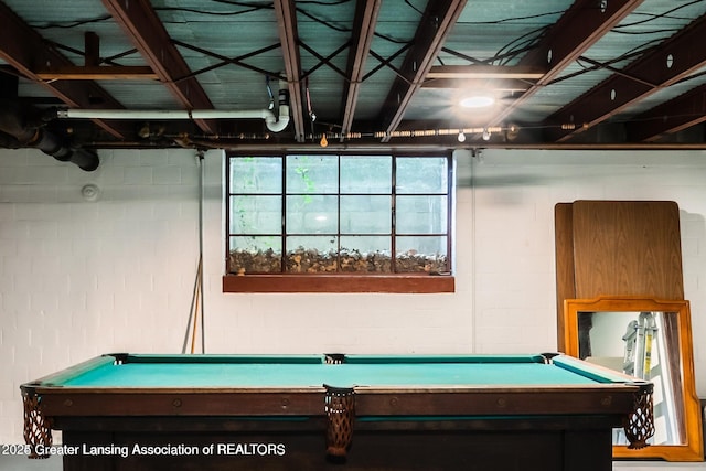 753 E Saginaw St, East Lansing, MI 48823 - recreation room featuring pool table and concrete block wall