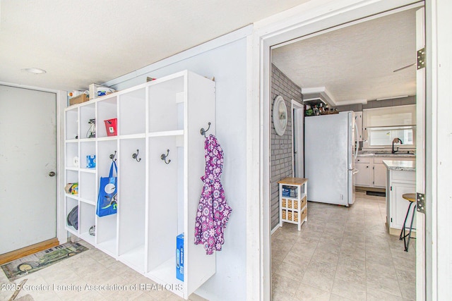 131 W S St, Williamston, MI 48895 - mudroom with a sink and a textured ceiling