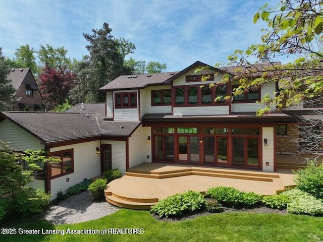 1046 Cresenwood Rd, East Lansing, MI 48823 - rear view of house with a deck