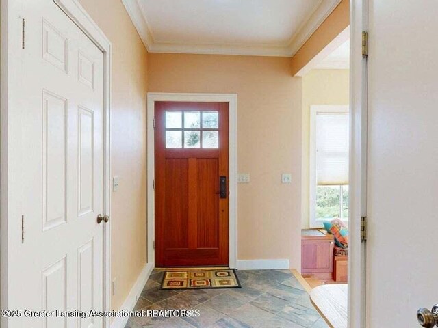 1046 Cresenwood Rd, East Lansing, MI 48823 - entryway featuring ornamental molding