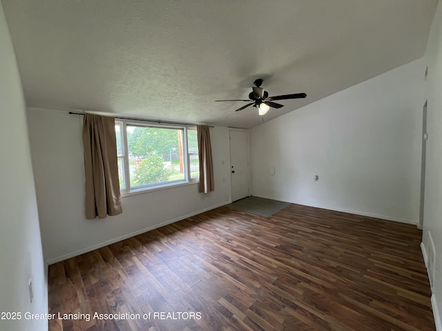 4219 Richmond St, Lansing, MI 48911 - spare room featuring ceiling fan, wood finished floors, baseboards, and a textured ceiling