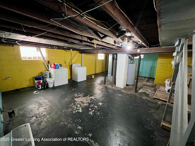 1403 W Michigan Ave, Lansing, MI 48915 - basement with independent washer and dryer, water heater, and healthy amount of natural light