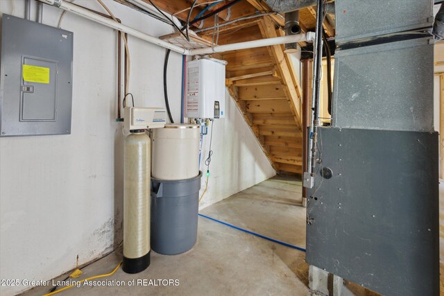202 Kerry St, Eaton Rapids, MI 48827 - unfinished below grade area with electric panel and heating unit