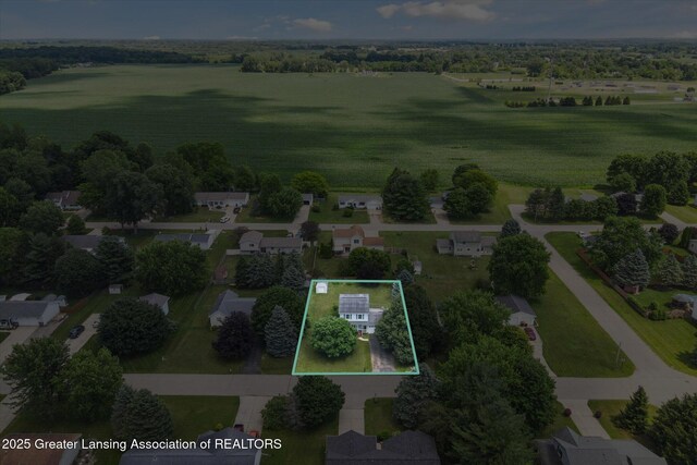 202 Kerry St, Eaton Rapids, MI 48827 - aerial view of sparsely populated area with property boundaries highlighted