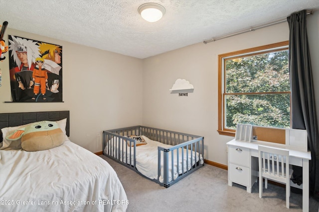 921 Ives Rd, Mason, MI 48854 - bedroom with a textured ceiling and carpet