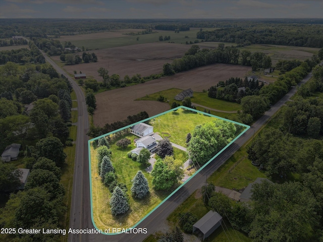 921 Ives Rd, Mason, MI 48854 - aerial view of sparsely populated area featuring property parcel outlined