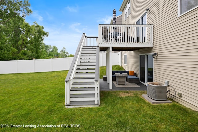 15925 Turnberry St, Lansing, MI 48906 - view of yard featuring stairs, a patio, and outdoor lounge area