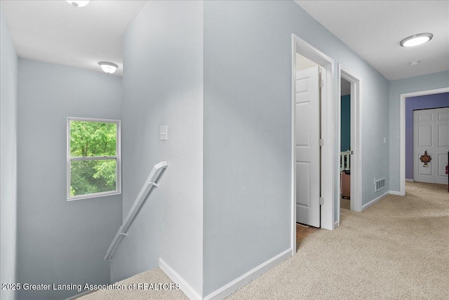 460 Blue Spruce Ln, Mason, MI 48854 - stairway featuring carpet floors and baseboards