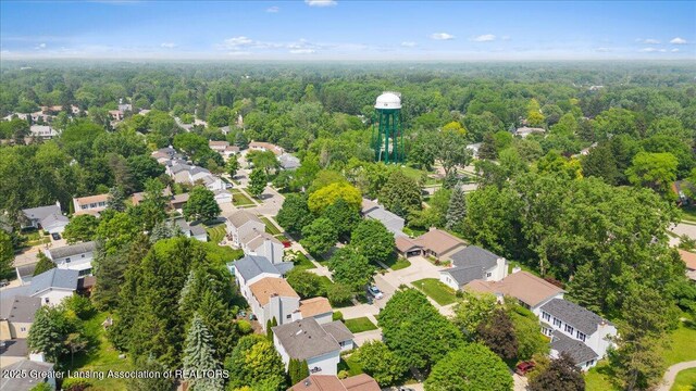 992 Touraine Ave, East Lansing, MI 48823 - aerial view of property's location with a heavily wooded area and nearby suburban area