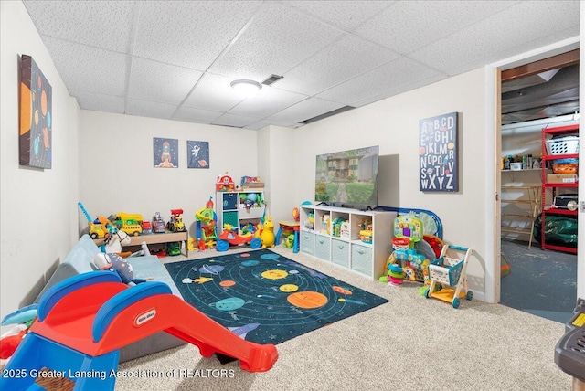 992 Touraine Ave, East Lansing, MI 48823 - rec room featuring a paneled ceiling and carpet flooring