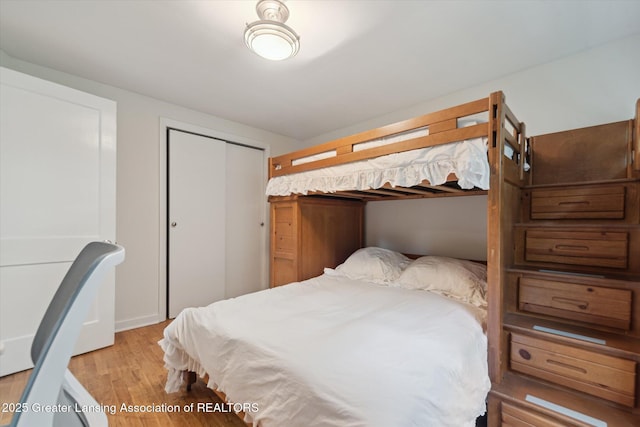932 Sunset Ln, East Lansing, MI 48823 - bedroom with light wood finished floors and a closet