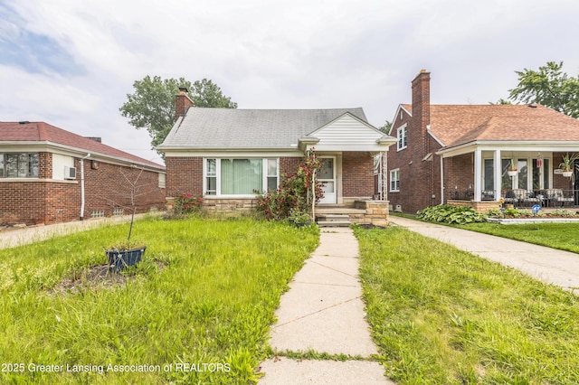 19326 Marlowe St, Detroit, MI 48235 - bungalow-style home featuring brick siding, a chimney, and a porch