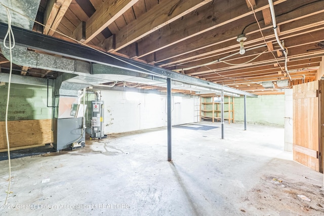 19326 Marlowe St, Detroit, MI 48235 - unfinished basement featuring gas water heater and heating unit