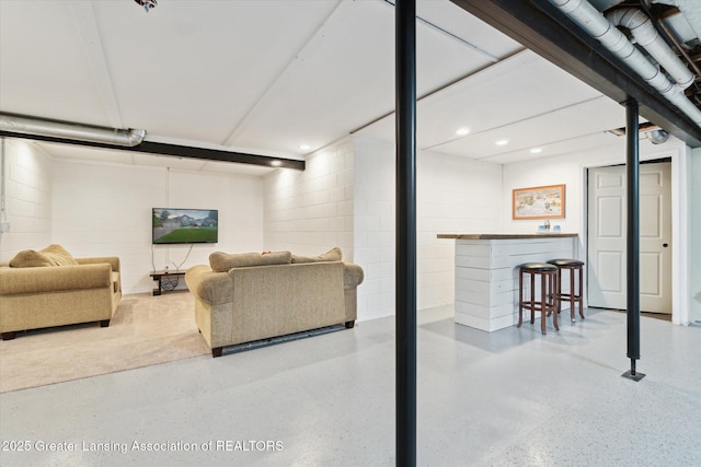 2020 Sunset Dr, Owosso, MI 48867 - finished basement with concrete block wall and recessed lighting