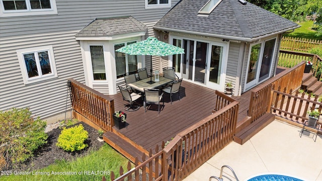 2020 Sunset Dr, Owosso, MI 48867 - wooden deck featuring outdoor dining space