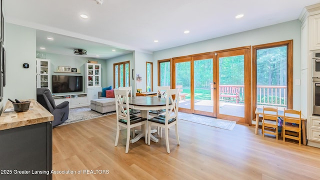 1117 Windreef Cir, Okemos, MI 48864 - dining room with light wood-type flooring, recessed lighting, and french doors