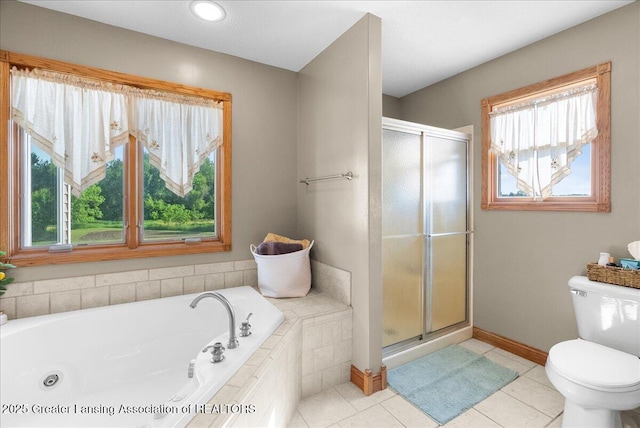 4905 E Green Rd, Saint Johns, MI 48879 - full bathroom with a stall shower, a tub with jets, and tile patterned flooring