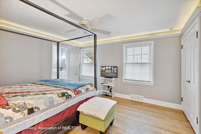 350 N Marshall Ave, Marshall, MI 49068 - bedroom with light wood-type flooring and ceiling fan