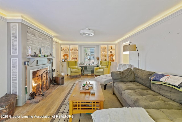 350 N Marshall Ave, Marshall, MI 49068 - living area with wood finished floors and a brick fireplace