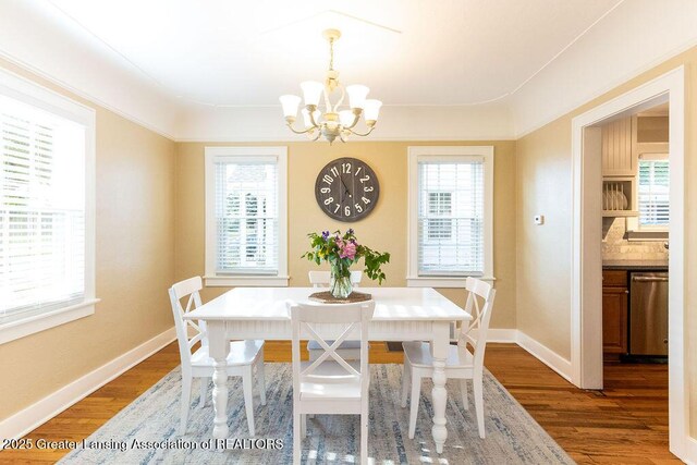 720 N Fairview Ave, Lansing, MI 48912 - dining room featuring a chandelier and dark wood finished floors