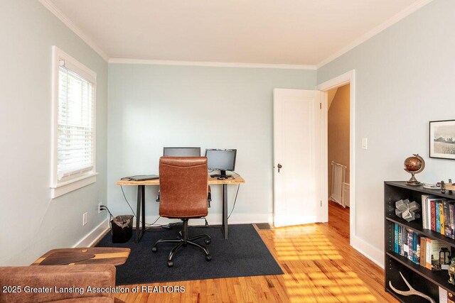 720 N Fairview Ave, Lansing, MI 48912 - home office featuring wood finished floors and crown molding