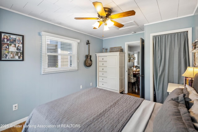 515 N Fairview Ave, Lansing, MI 48912 - bedroom with ornamental molding and ceiling fan