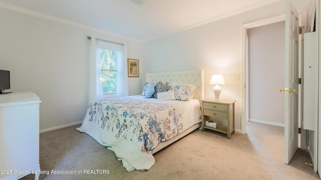 5939 Highgate Ave, East Lansing, MI 48823 - bedroom with ornamental molding and light carpet