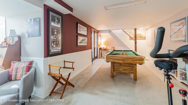 5939 Highgate Ave, East Lansing, MI 48823 - playroom featuring pool table and wainscoting