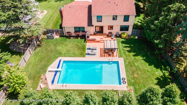 5939 Highgate Ave, East Lansing, MI 48823 - view from above of property featuring a pool area