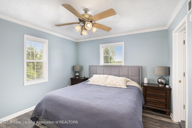 491 Anhinga Dr, East Lansing, MI 48823 - bedroom with wood finished floors, crown molding, and a ceiling fan