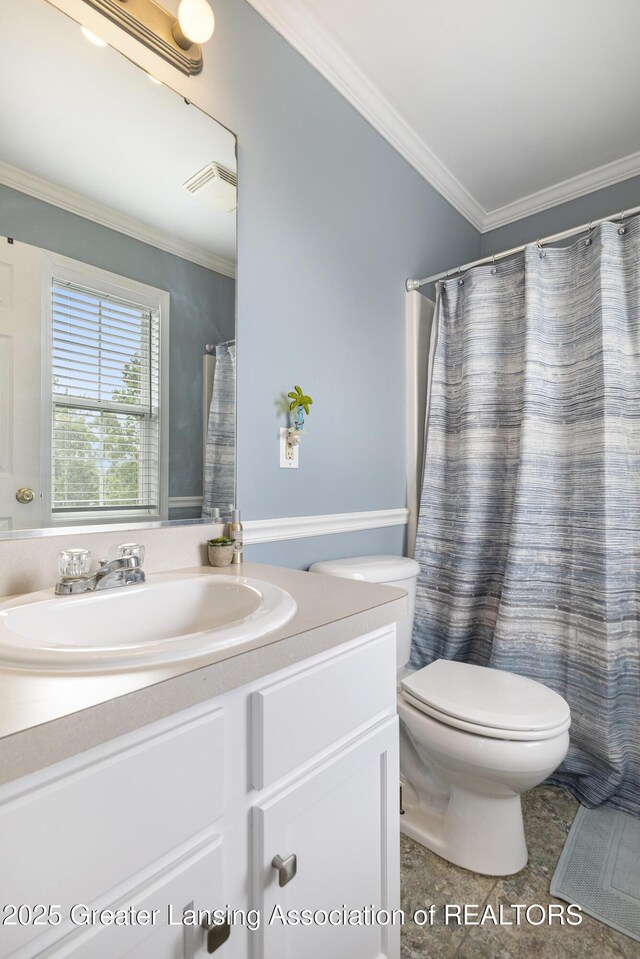 491 Anhinga Dr, East Lansing, MI 48823 - full bath featuring vanity and crown molding