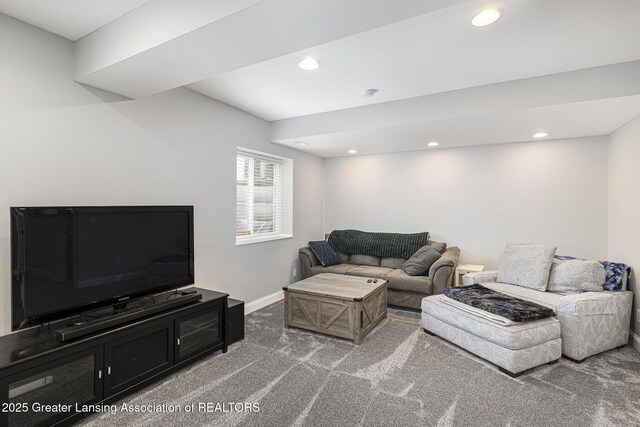 491 Anhinga Dr, East Lansing, MI 48823 - living room featuring carpet flooring and recessed lighting