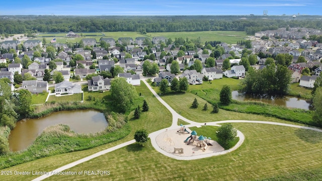 491 Anhinga Dr, East Lansing, MI 48823 - aerial view of property and surrounding area featuring a nearby body of water and nearby suburban area