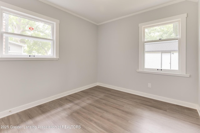 1041 Parker St, Lansing, MI 48912 - spare room featuring crown molding, wood finished floors, and plenty of natural light
