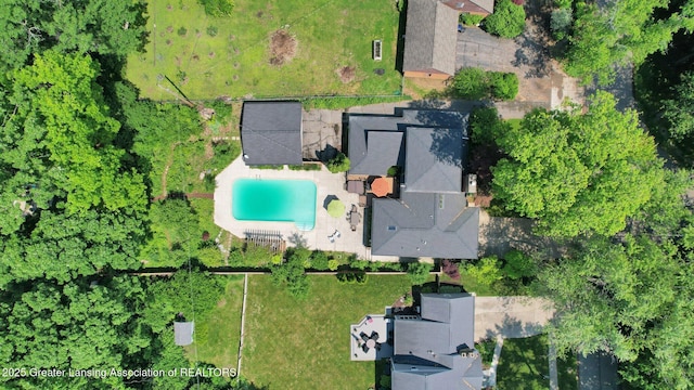 1603 Roseland Ave, East Lansing, MI 48823 - aerial overview of property's location with a pool