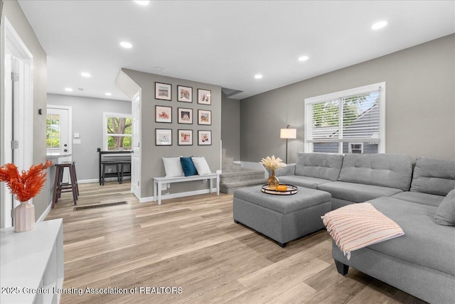 2914 W Holmes Rd, Lansing, MI 48911 - living area featuring light wood-style flooring, plenty of natural light, and recessed lighting