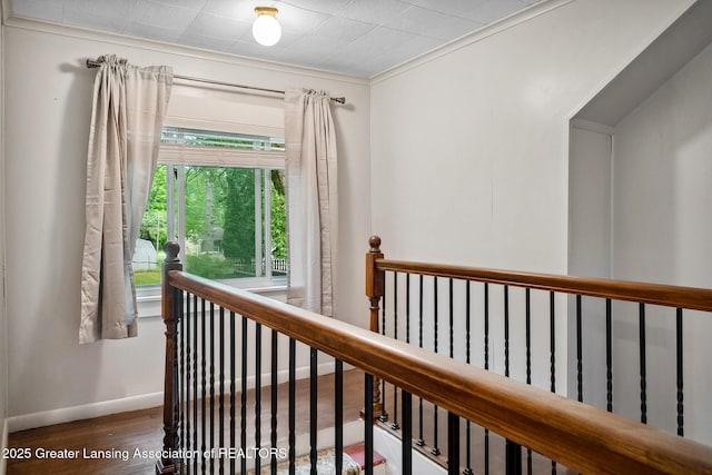 229 Rockingham Ave, Alma, MI 48801 - hall with an upstairs landing and wood finished floors
