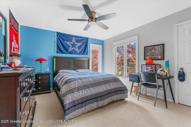 3886 Hemmingway Dr, Okemos, MI 48864 - bedroom featuring carpet flooring and ceiling fan