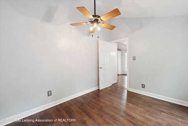 15754 Culver Dr, East Lansing, MI 48823 - unfurnished room featuring wood finished floors, ceiling fan, and lofted ceiling