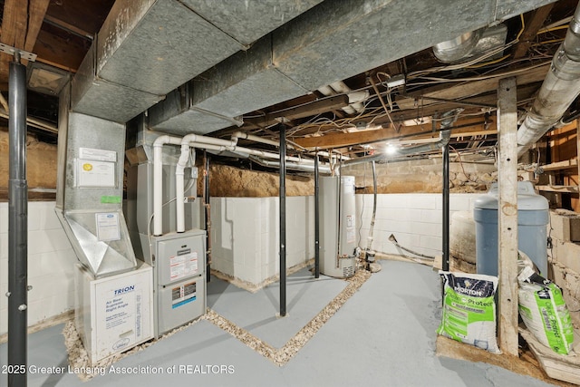 15754 Culver Dr, East Lansing, MI 48823 - unfinished basement with gas water heater and heating unit