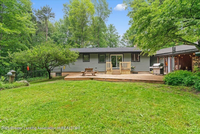 11100 S Bird Rd, Dowling, MI 49050 - back of property featuring a wooden deck