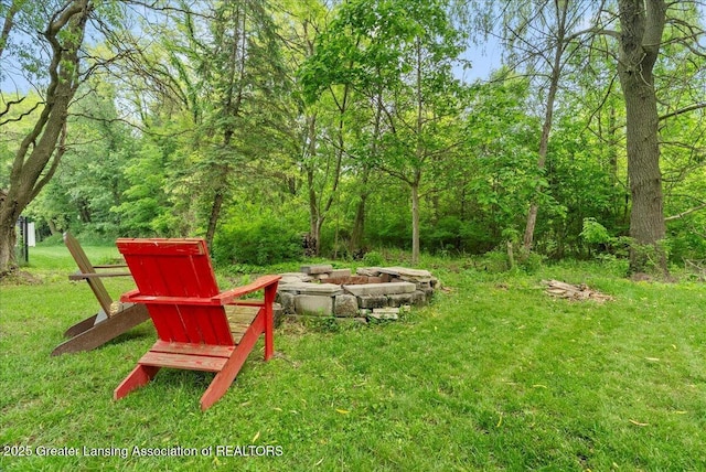 2308 Keller Rd, Holt, MI 48842 - view of grassy yard with a fire pit