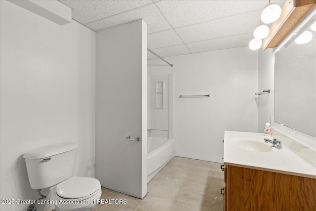 235 Bonnie Brook Dr Unit 1, Charlotte, MI 48813 - full bath with vanity, a drop ceiling, concrete floors, and shower / bath combination