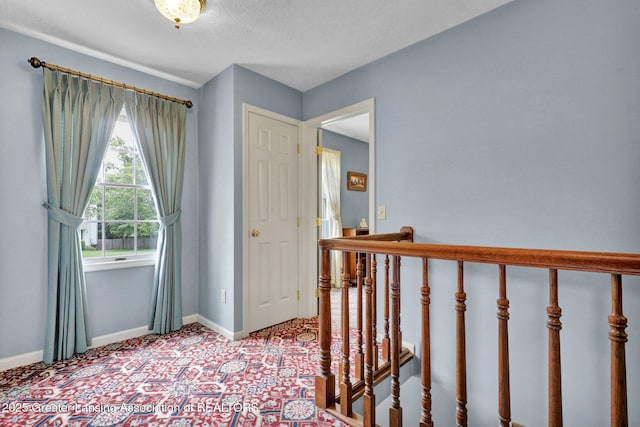 1204 Burlington Dr, Grand Ledge, MI 48837 - hall featuring an upstairs landing, carpet floors, and a textured ceiling